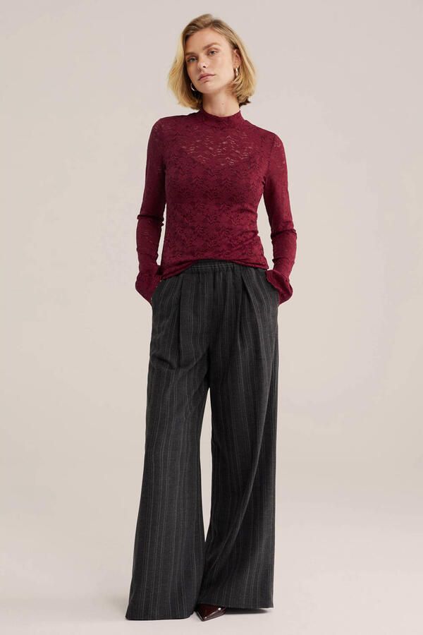 WE Fashion kanten top donkerrood - Foto 2