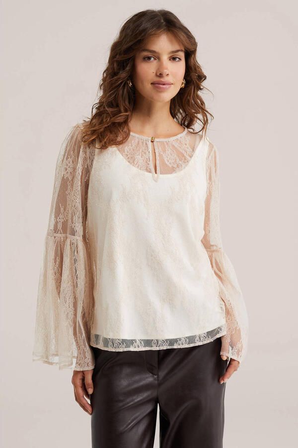 WE Fashion kanten top ecru