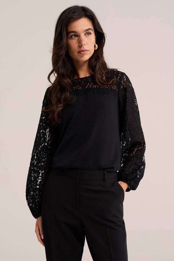 WE Fashion kanten top zwart