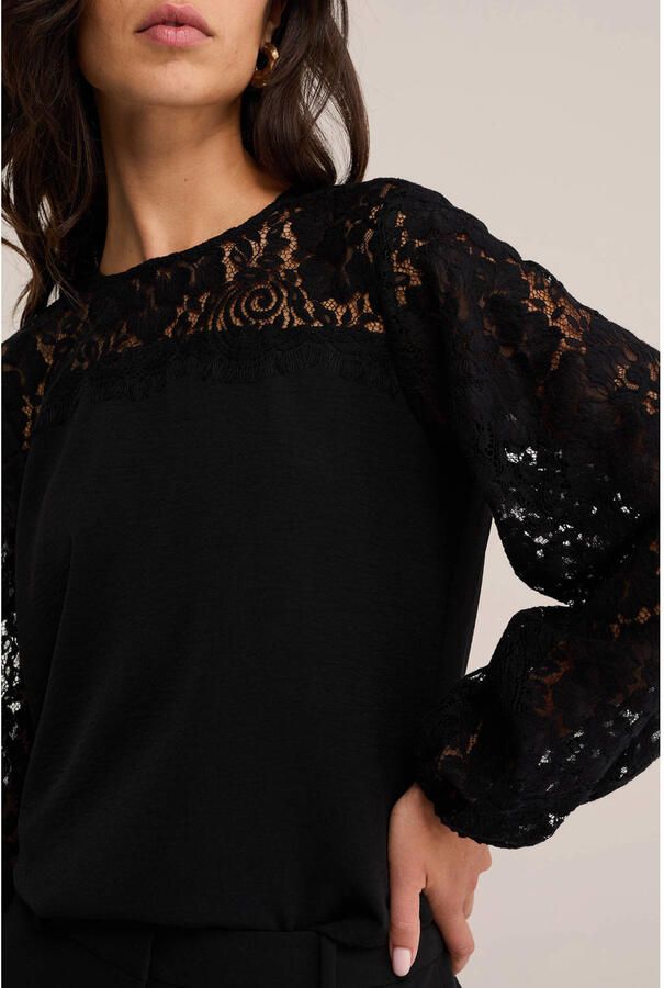WE Fashion kanten top zwart - Foto 2