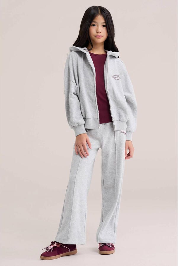 WE Fashion katoenen fleecevest met print grijs - Foto 3