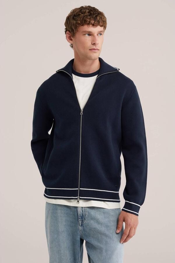 WE Fashion katoenen gebreid vest donkerblauw