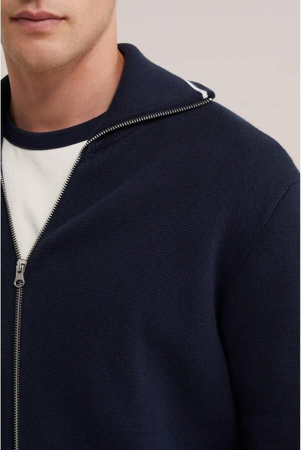 WE Fashion katoenen gebreid vest donkerblauw - Foto 2
