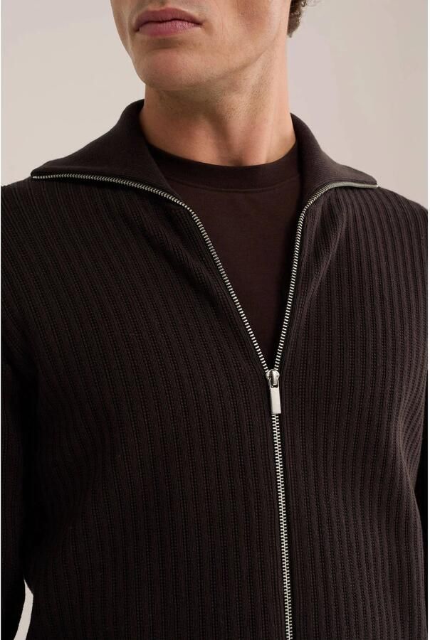 WE Fashion katoenen gebreid vest donkerbruin - Foto 2