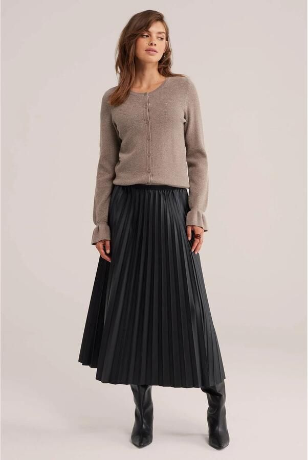 WE Fashion katoenen gebreid vest met glitters taupe - Foto 3