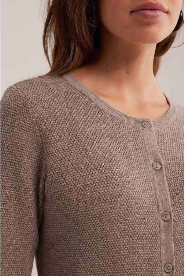 WE Fashion katoenen gebreid vest met glitters taupe - Foto 2