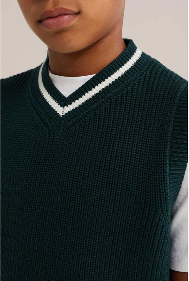 WE Fashion katoenen gebreide spencer donkergroen - Foto 2