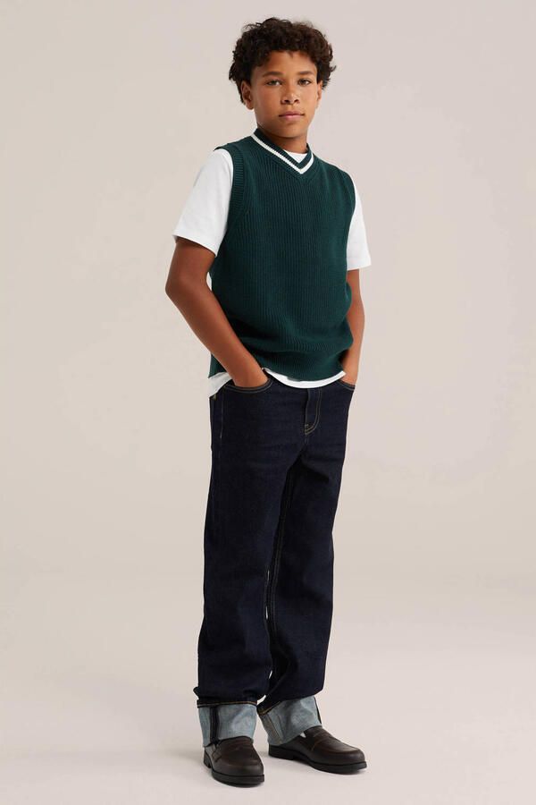 WE Fashion katoenen gebreide spencer donkergroen - Foto 3