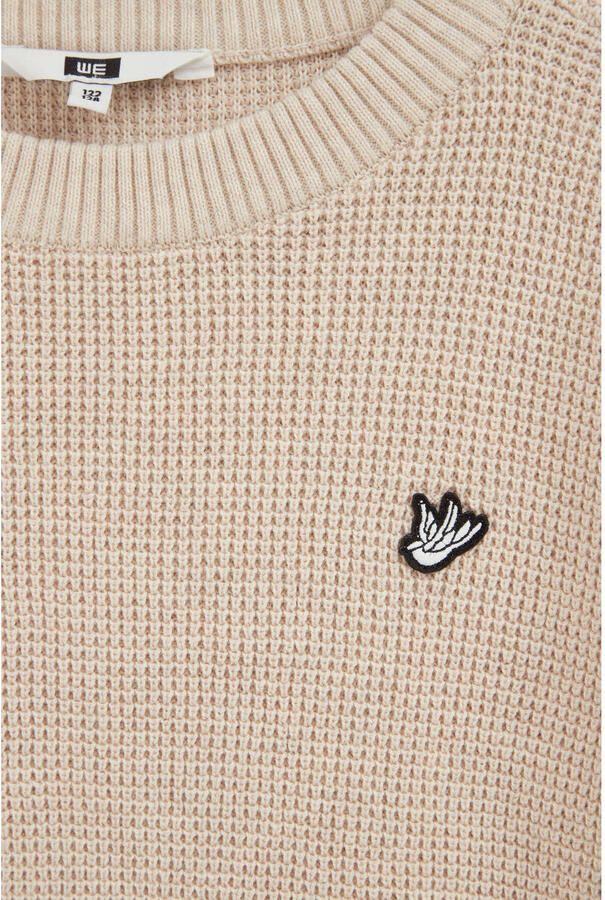 WE Fashion katoenen gebreide trui beige