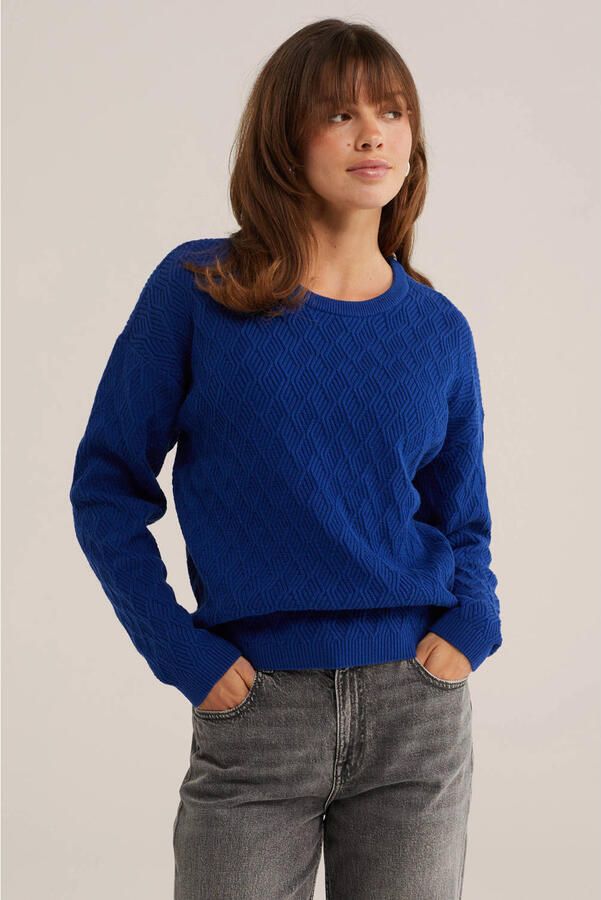 WE Fashion katoenen gebreide trui blauw