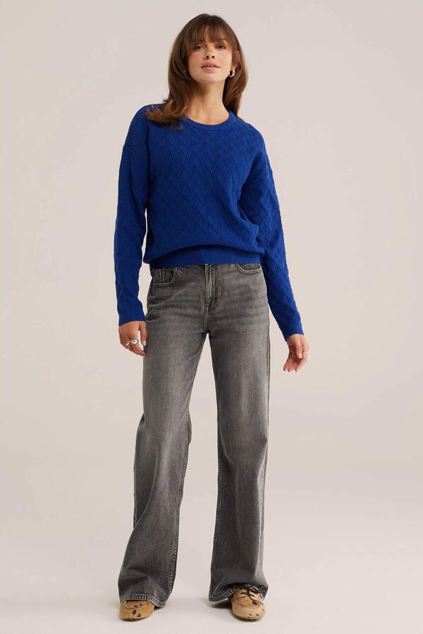 WE Fashion katoenen gebreide trui blauw - Foto 2