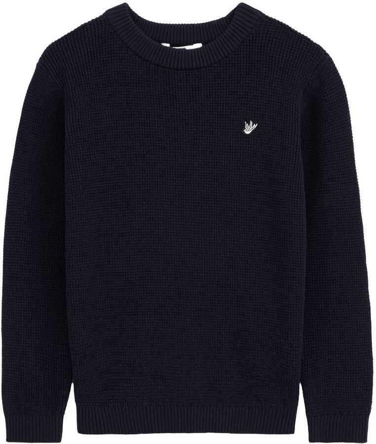 WE Fashion katoenen gebreide trui donkerblauw