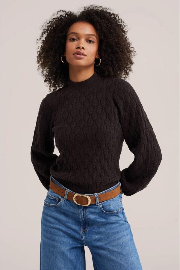 WE Fashion katoenen gebreide trui donkerbruin