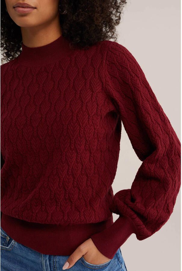 WE Fashion katoenen gebreide trui donkerrood - Foto 2