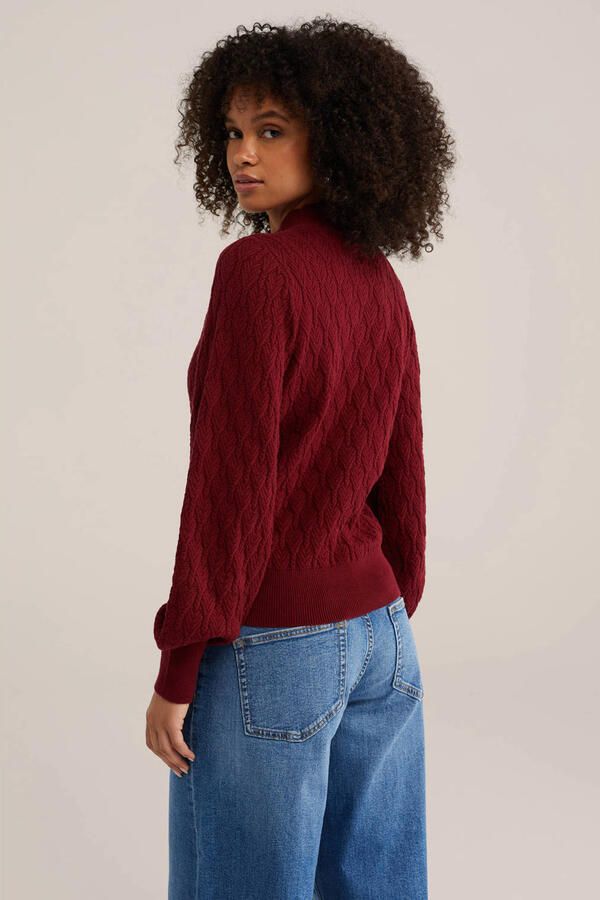 WE Fashion katoenen gebreide trui donkerrood - Foto 3
