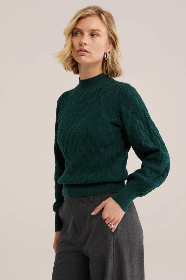 WE Fashion katoenen gebreide trui groen