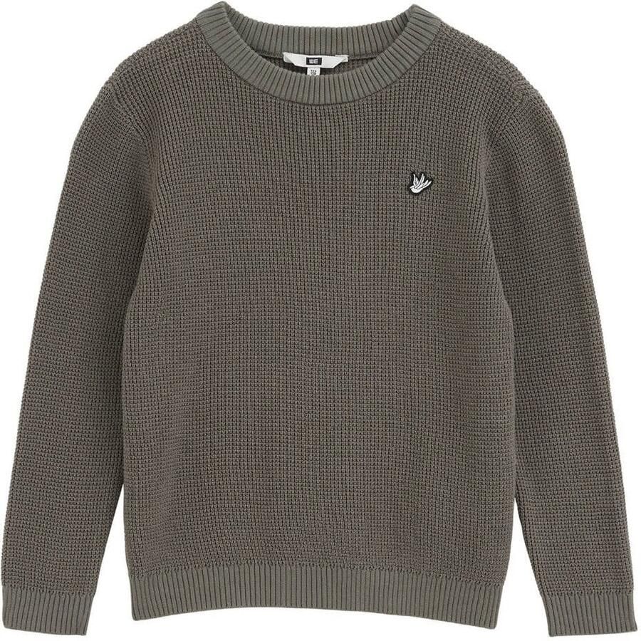 WE Fashion katoenen gebreide trui olijfgroen