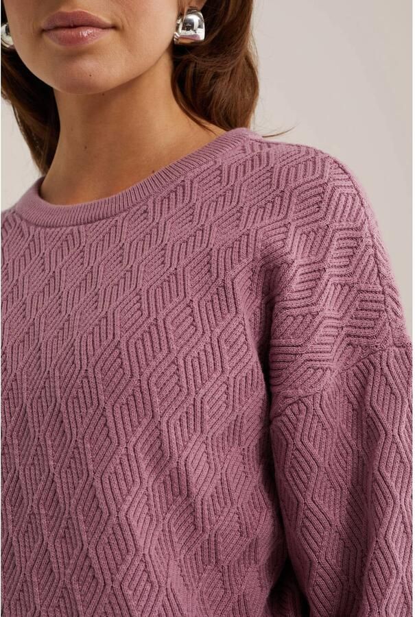 WE Fashion katoenen gebreide trui oudroze - Foto 2