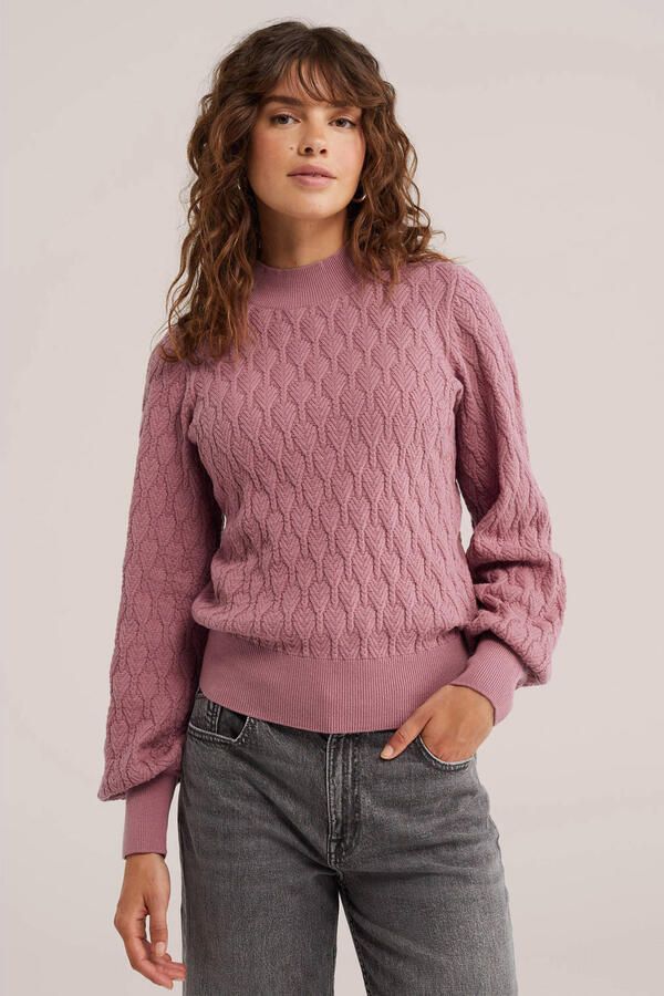 WE Fashion katoenen gebreide trui oudroze