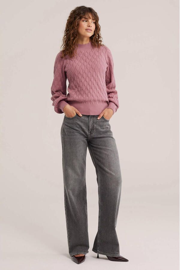 WE Fashion katoenen gebreide trui oudroze - Foto 2