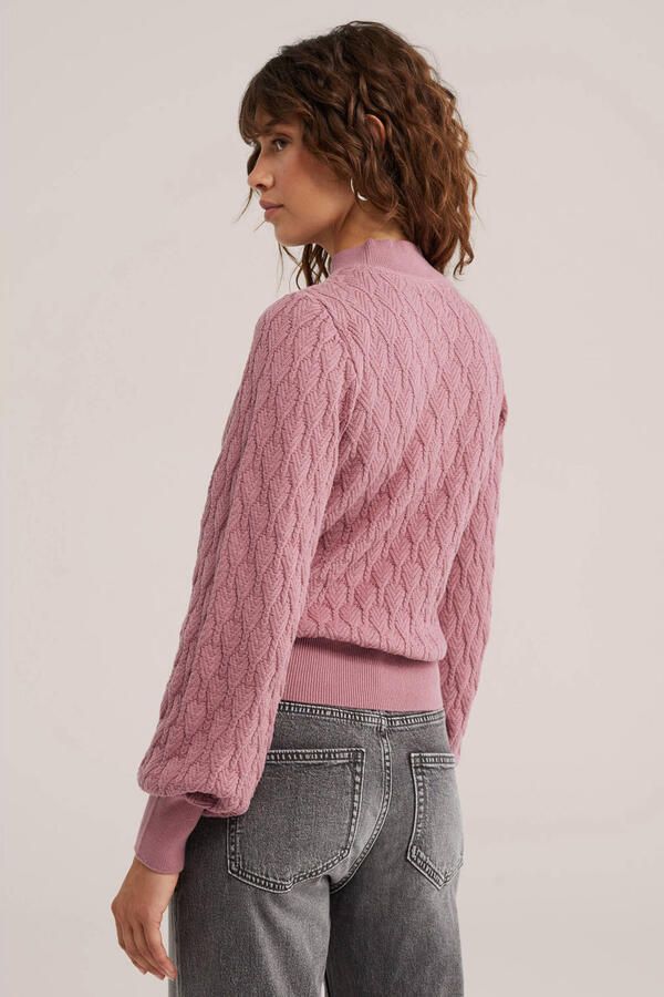WE Fashion katoenen gebreide trui oudroze - Foto 3