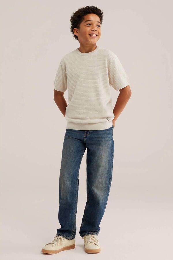 WE Fashion katoenen gebreide trui zand - Foto 2