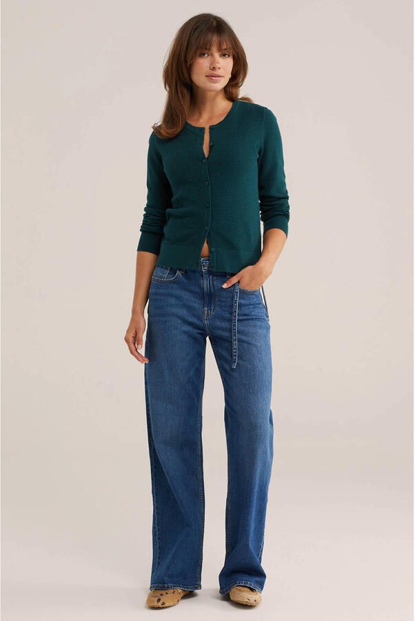 WE Fashion katoenen gebreide vest blauw - Foto 3