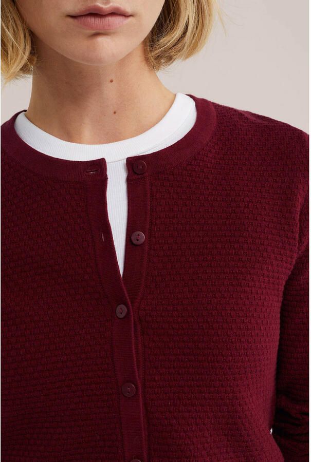 WE Fashion katoenen gebreide vest donkerrood - Foto 2