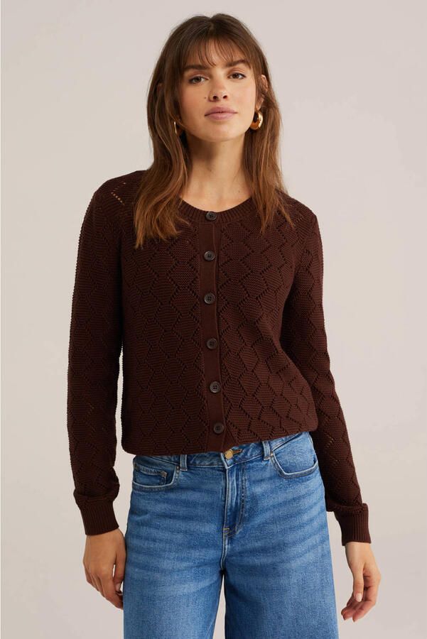 WE Fashion katoenen gebreide vest donkerrood