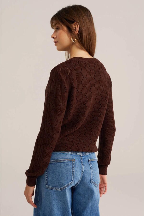 WE Fashion katoenen gebreide vest donkerrood - Foto 2