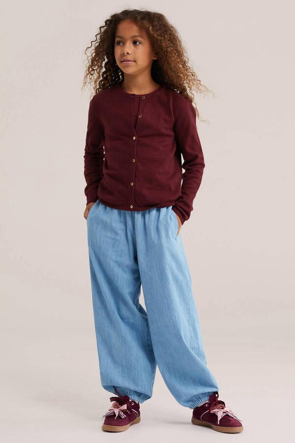 WE Fashion katoenen gebreide vest donkerrood - Foto 4