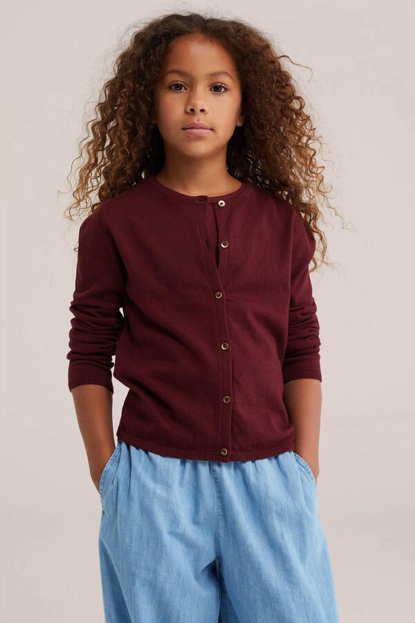 WE Fashion katoenen gebreide vest donkerrood