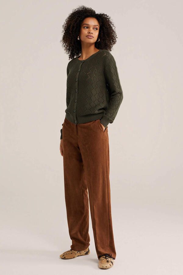 WE Fashion katoenen gebreide vest groen - Foto 2
