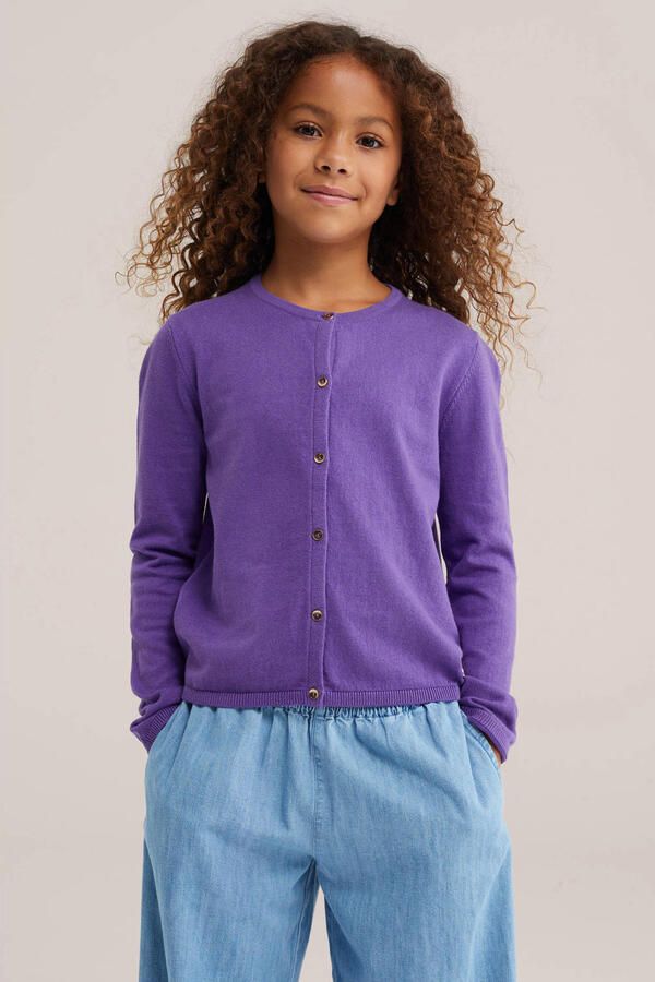 WE Fashion katoenen gebreide vest paars
