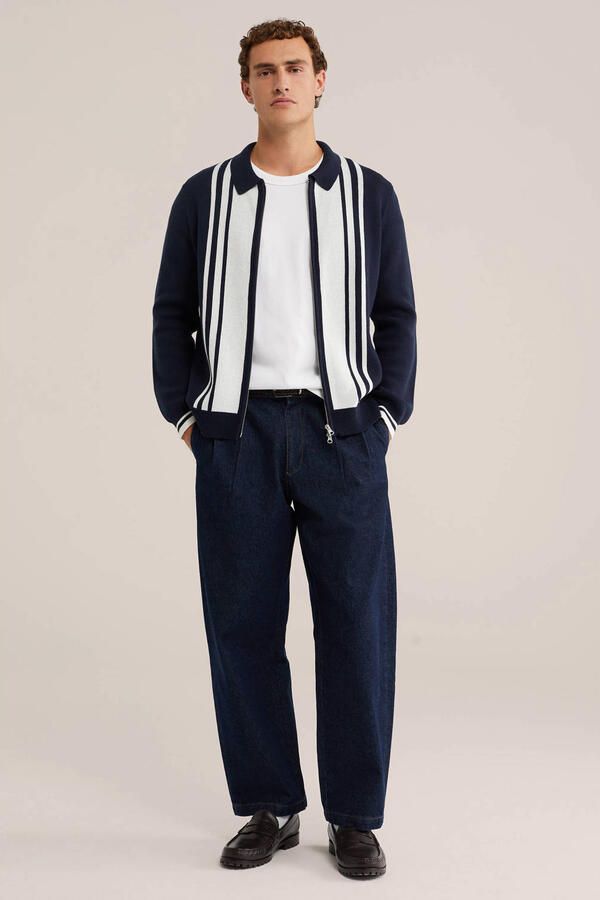 WE Fashion katoenen gestreept vest blauw - Foto 2