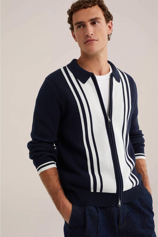WE Fashion katoenen gestreept vest blauw