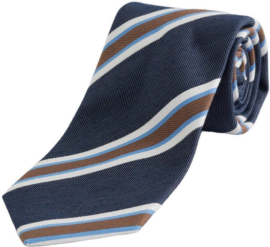 WE Fashion katoenen gestreepte stropdas donkerblauw