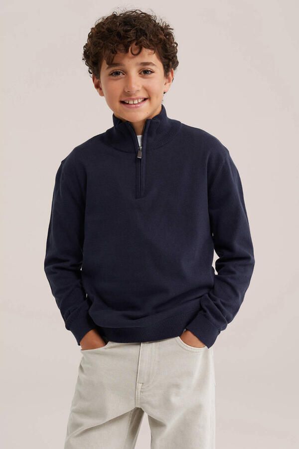 WE Fashion katoenen pullover marineblauw