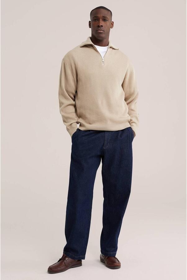WE Fashion katoenen regular fit gebreide trui beige - Foto 3
