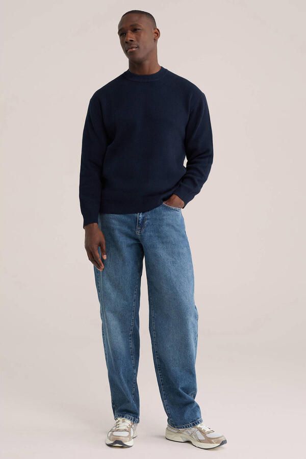 WE Fashion katoenen regular fit gebreide trui blauw - Foto 2