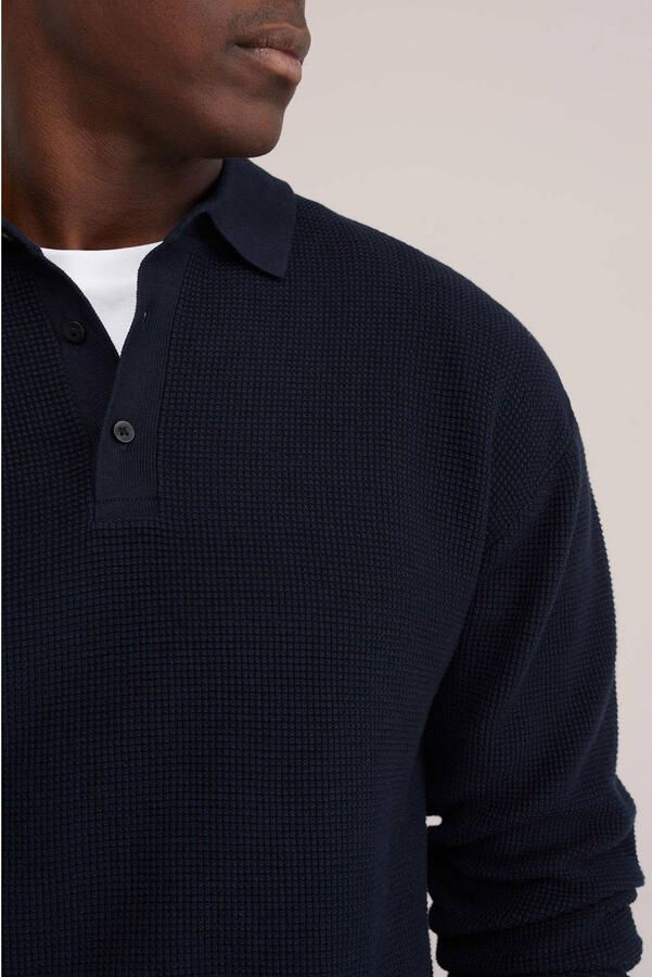 WE Fashion katoenen regular fit gebreide trui donkerblauw - Foto 2