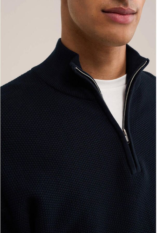 WE Fashion katoenen regular fit gebreide trui donkerblauw - Foto 2