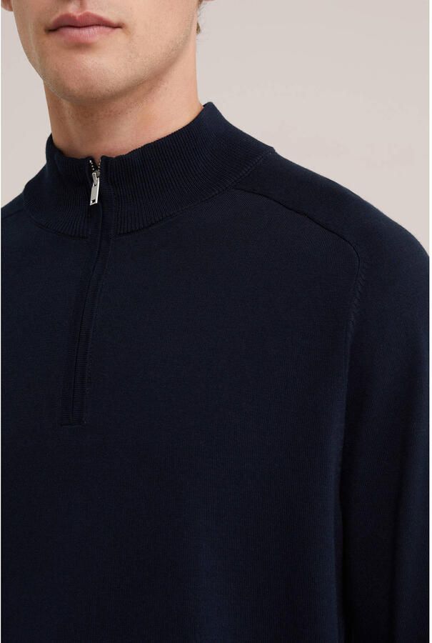 WE Fashion katoenen regular fit gebreide trui donkerblauw - Foto 2