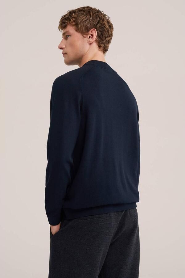 WE Fashion katoenen regular fit gebreide trui donkerblauw - Foto 2