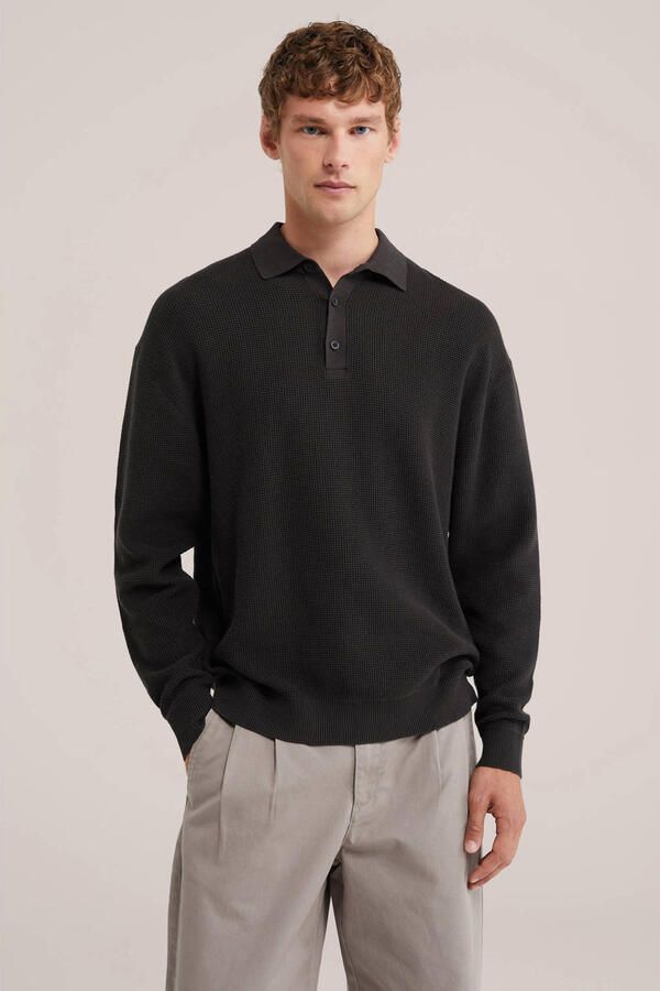 WE Fashion katoenen regular fit gebreide trui donkerbruin
