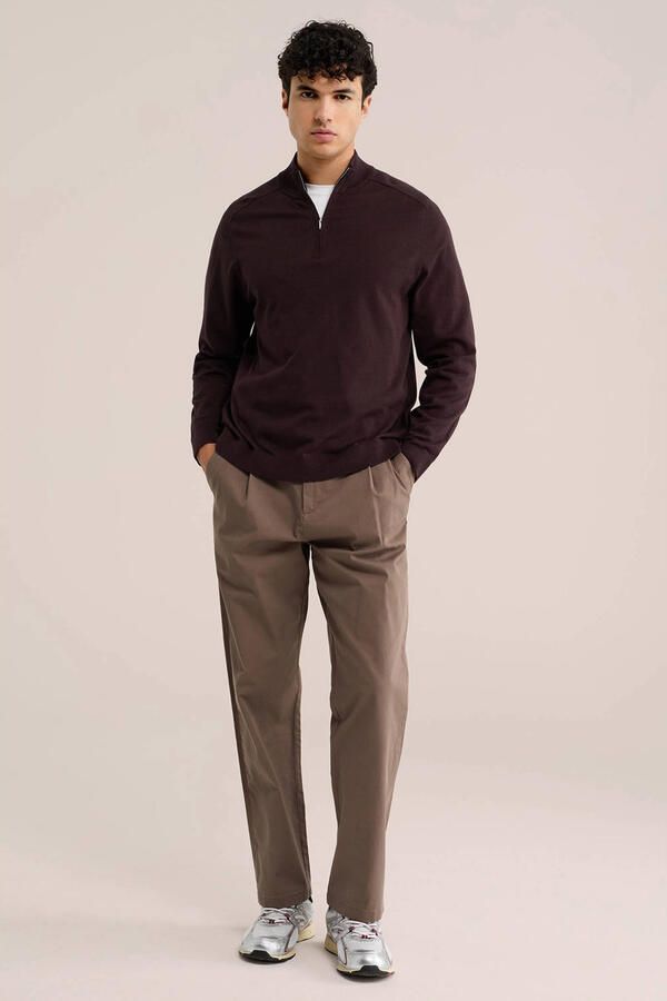 WE Fashion katoenen regular fit gebreide trui donkerbruin - Foto 3