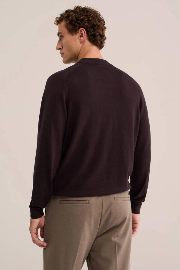 WE Fashion katoenen regular fit gebreide trui donkerbruin - Foto 3