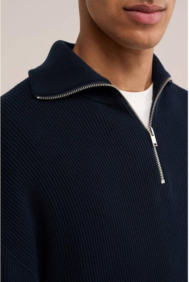 WE Fashion katoenen regular fit gebreide trui heavy blue - Foto 2