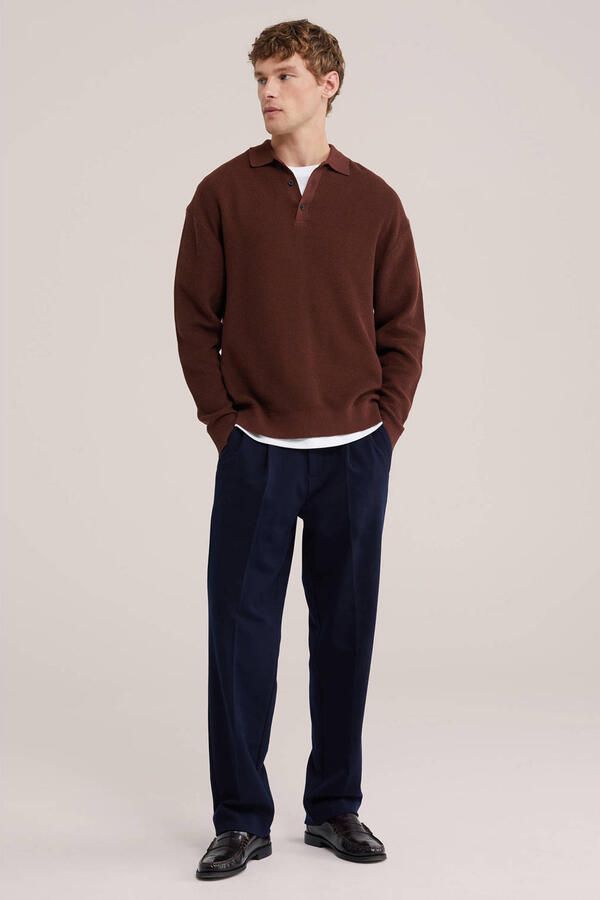 WE Fashion katoenen regular fit gebreide trui roodbruin - Foto 2