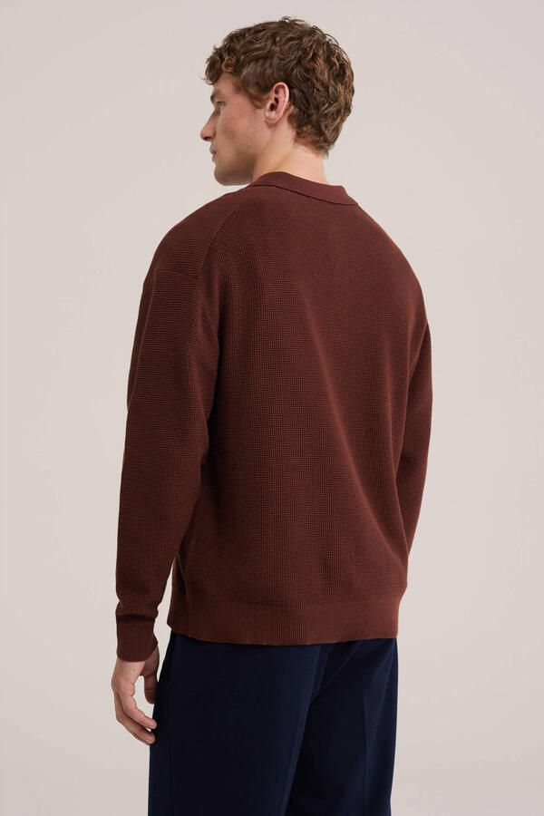 WE Fashion katoenen regular fit gebreide trui roodbruin - Foto 3